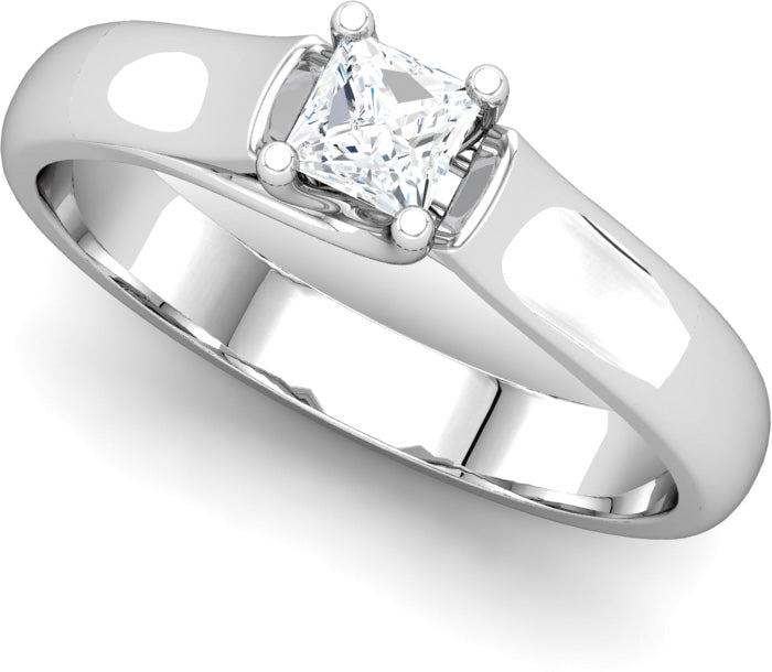 Moores Custom Made Princess Cut Solitaire Diamond Engagement Ring