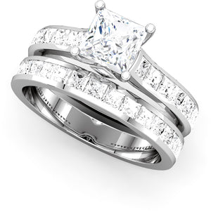 Moores Custom Made Princess Cut Engagement & Wedding Ring Set