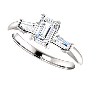 Moores Custom Made Emerald Cut Diamond Engagement Ring