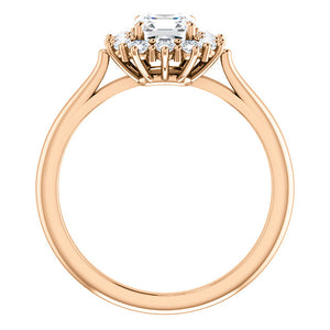 Moores Custom Made Asscher Cut Halo Style Engagement Ring