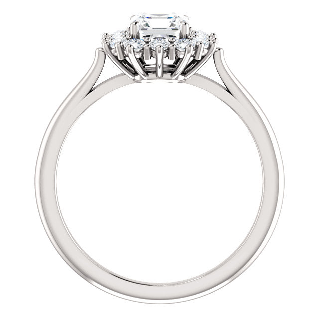 Moores Custom Made Asscher Cut Halo Style Engagement Ring