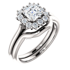 Moores Custom Made Asscher Cut Halo Style Engagement Ring