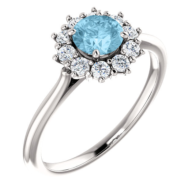 Moores Custom Made Halo Style Aquamarine Ring