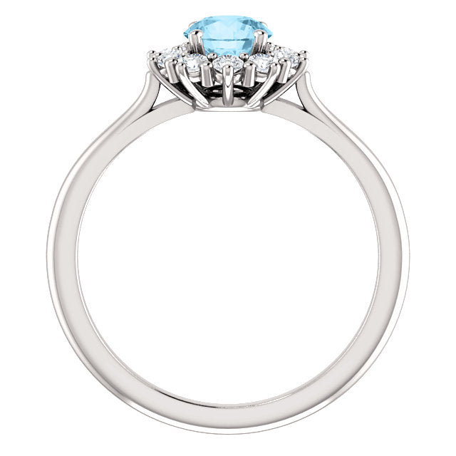 Moores Custom Made Halo Style Aquamarine Ring