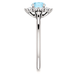 Moores Custom Made Halo Style Aquamarine Ring