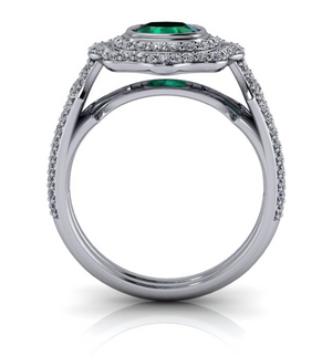 Custom Made Vintage Style Emerald & Diamond Ring by Moores