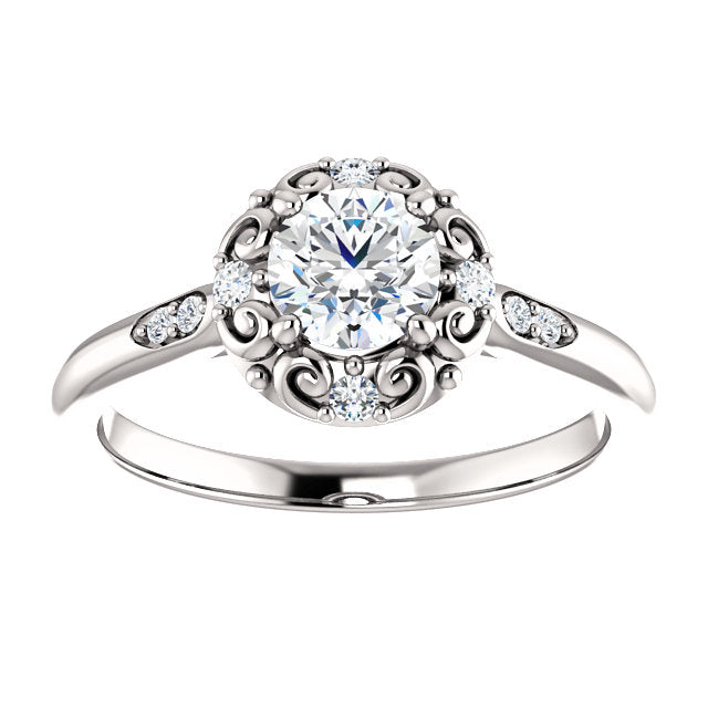 Custom Made Spiral Pattern Halo Diamond Ring by Moores Moores Jewellers