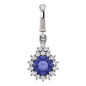 Moores Custom Made Halo Style Diamond & Tanzanite Pendant