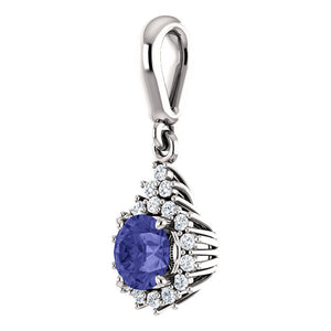 Moores Custom Made Halo Style Diamond & Tanzanite Pendant