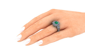 Custom Made Vintage Style Emerald & Diamond Ring by Moores