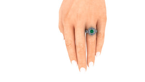 Custom Made Vintage Style Emerald & Diamond Ring by Moores
