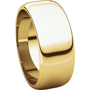 Moores Half Round 8mm Wide Wedding Ring