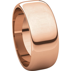 Moores Half Round 8mm Wide Wedding Ring