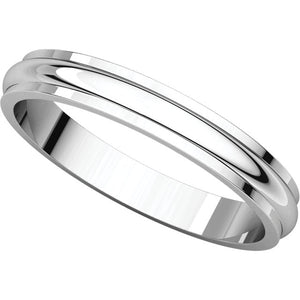 Moores Half Round Edge 3mm Wide Wedding Ring