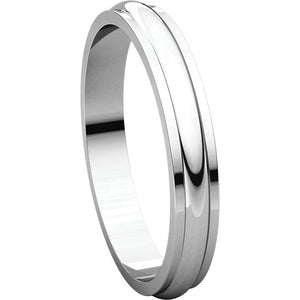 Moores Half Round Edge 3mm Wide Wedding Ring