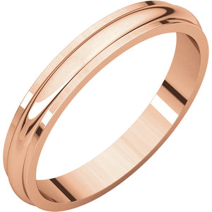 Moores Half Round Edge 3mm Wide Wedding Ring