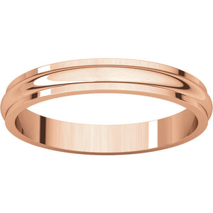 Moores Half Round Edge 3mm Wide Wedding Ring