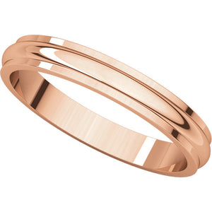 Moores Half Round Edge 3mm Wide Wedding Ring