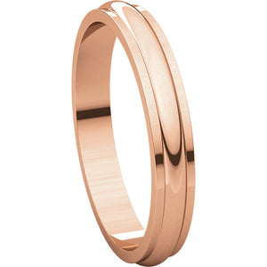 Moores Half Round Edge 3mm Wide Wedding Ring