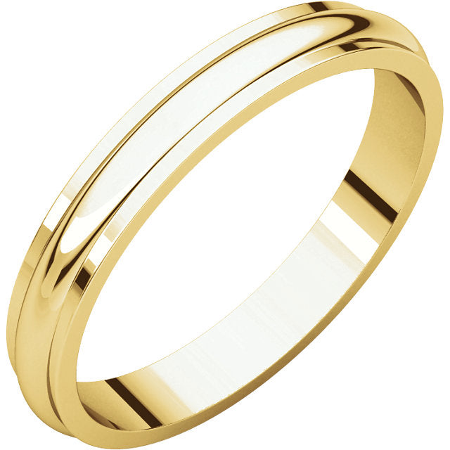 Moores Half Round Edge 3mm Wide Wedding Ring