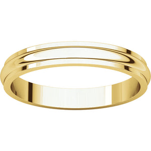 Moores Half Round Edge 3mm Wide Wedding Ring