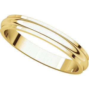 Moores Half Round Edge 3mm Wide Wedding Ring