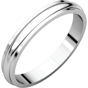 Moores Half Round Edge 3mm Wide Wedding Ring