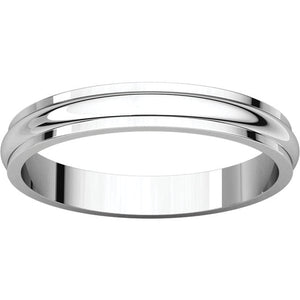 Moores Half Round Edge 3mm Wide Wedding Ring