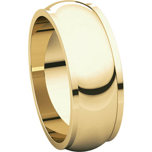 Moores Half Round Edge 7mm Wide Wedding Band