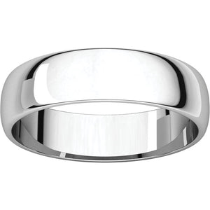 Moores Light Half Round 5mm Wide Wedding Ring