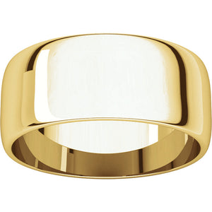 Moores Light Half Round 8mm Wide Wedding Ring