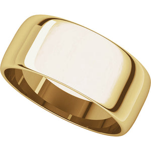 Moores Light Half Round 8mm Wide Wedding Ring