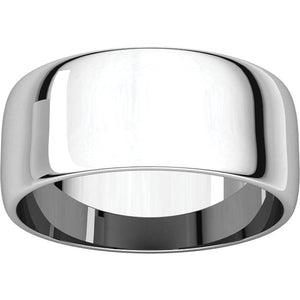 Moores Light Half Round 8mm Wide Wedding Ring