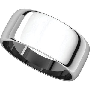 Moores Light Half Round 8mm Wide Wedding Ring