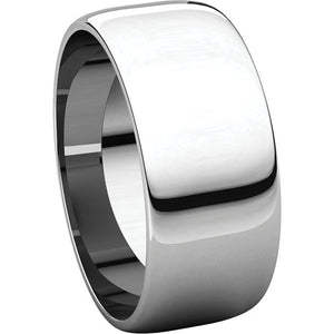 Moores Light Half Round 8mm Wide Wedding Ring