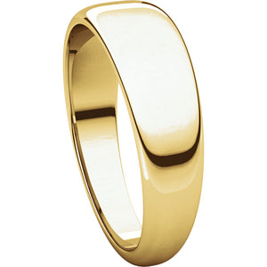 Moores Half Round Tapered 6mm Wide Wedding Ring